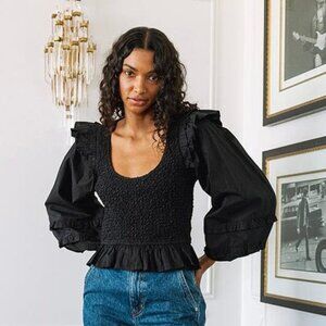 Cleobella Veronika Blouse in Black Size Large